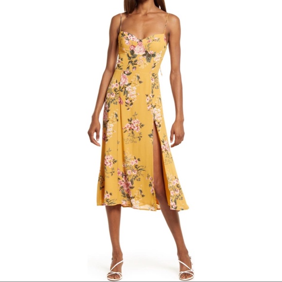 Reformation Juliette High Slit Sweetheart Neckline Floral Midi Dress In Angelica - Picture 7 of 16